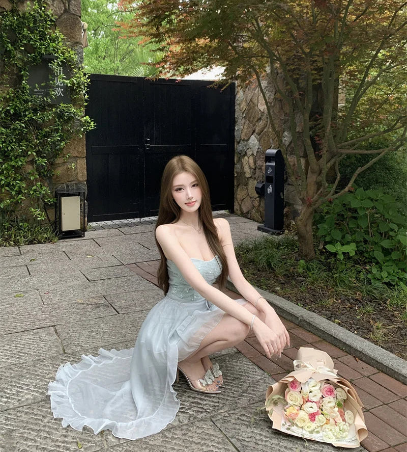 2-Piece Blue Nymph Fairycore Dress Set