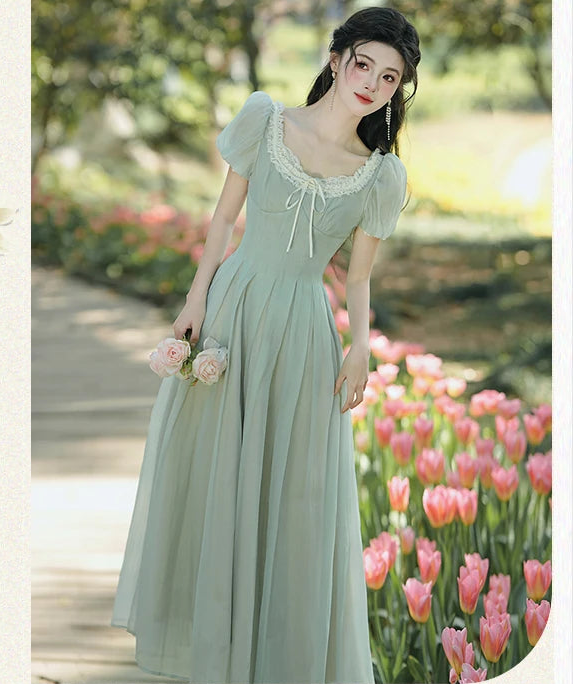 Evergreen Whisper Princesscore Fairy Dress - Romantic Vintage Cottagecore Gown