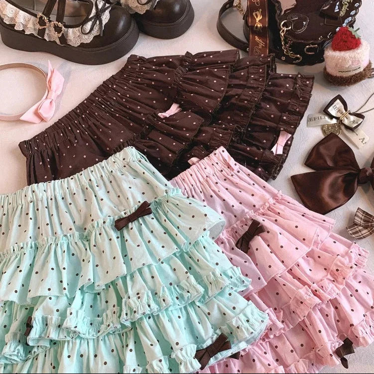 Kawaii Princess Himekaji Sukapan Ruffle Mini Skirt with Attached Shorts