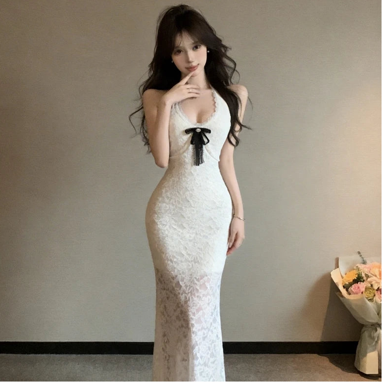Valorie White Lace Coquette Dress