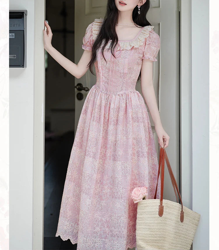 pink cottage dress Pink Cottage Charm Gingham Midi Dress Medium