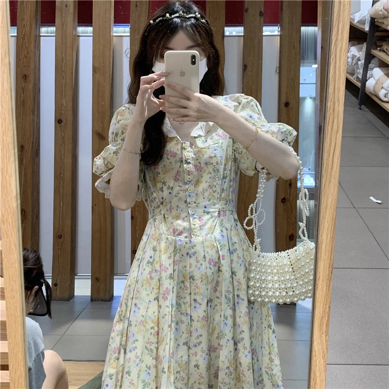 Pastel Bloom Vintage-Style Cottagecore Dress