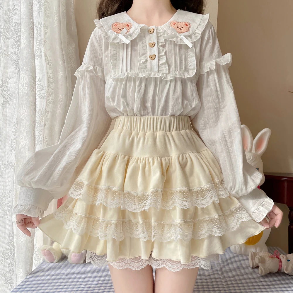 Wonder-fluff Ruffled Lace Kawaii Princess Mini Skirt Wonder-fluff Ruffled Lace Kawaii Princess Mini Skirt