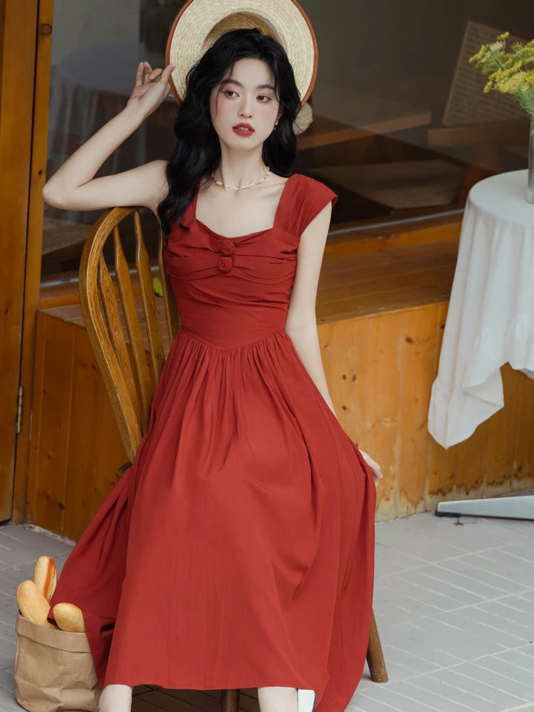 Red Cottagecore Dress Cottagecore Aesthetic Cottagecore Vintage Dress