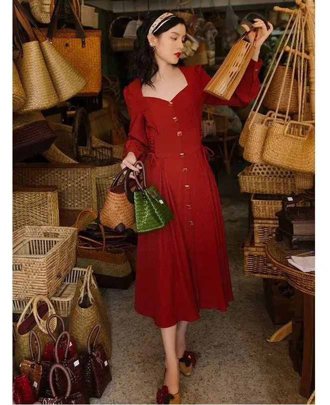 Crimson River Vintage Academia Dress