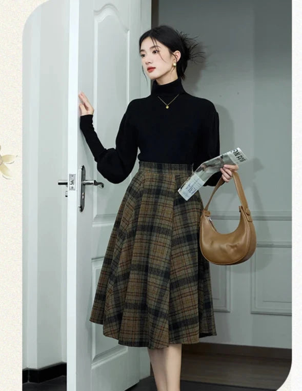 Foxy Willow 2-Piece Plaid Wool Dark Academia Set