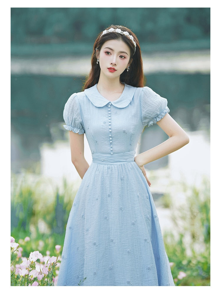 Lulu Alice Blue Vintage-Aesthetic Dress