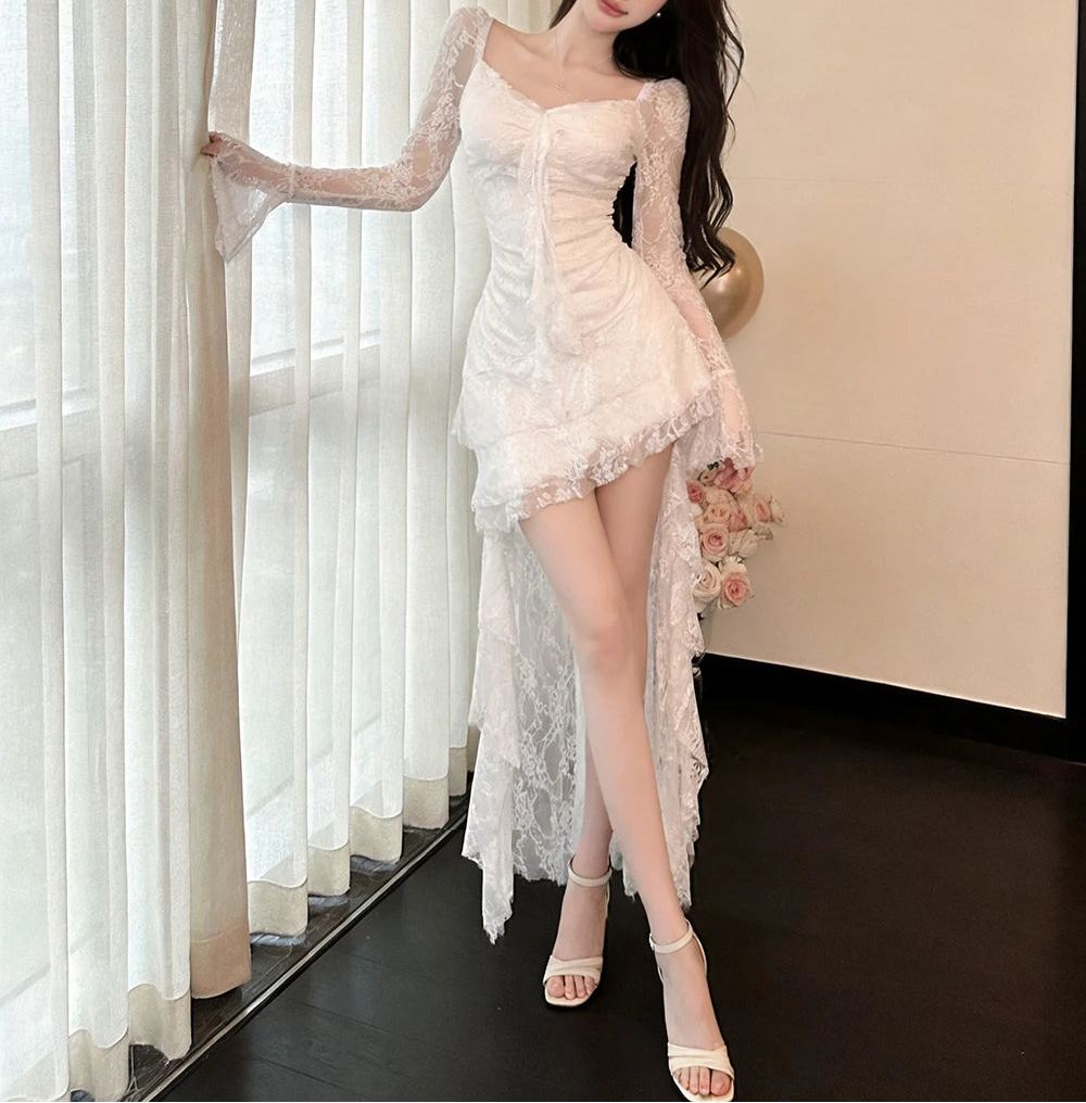 Angel's Ball White Lace High-Low Coquette Princess Dress