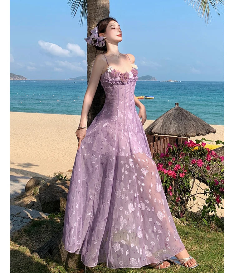 Violet Floral Romantic Fairy Dress