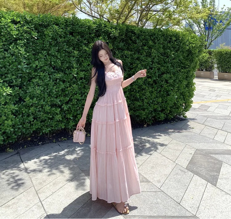 Shanna Long Peach-Pink Coquette Dress