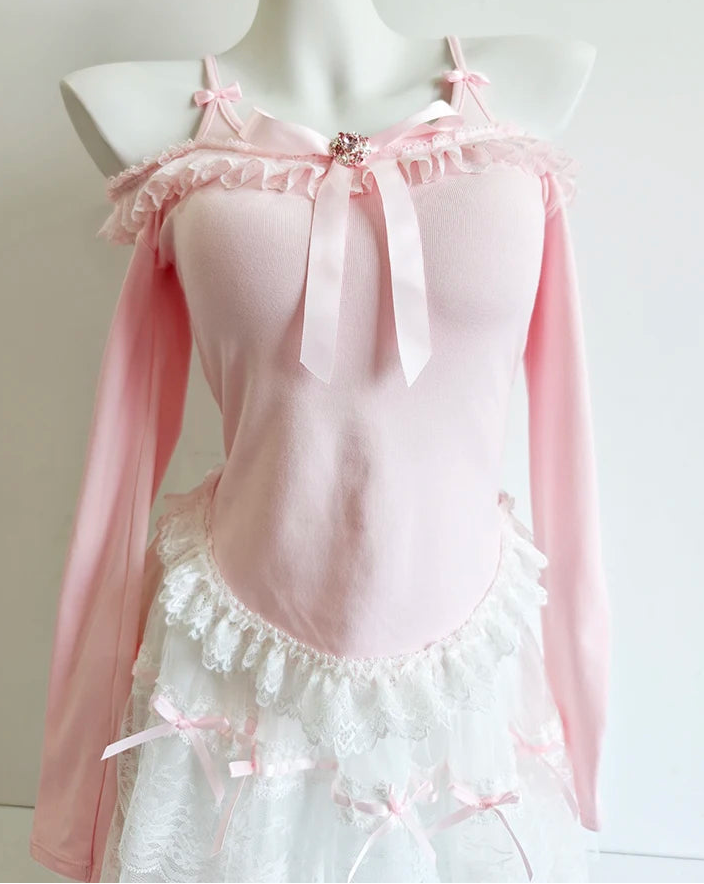 Coquette Balletcore Long Sleeve Top ~ Hachi-Inspired Japanese Aesthetic