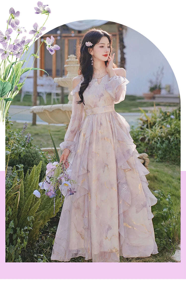 Dreamy Violet Butterfly Princess Fairy Dress