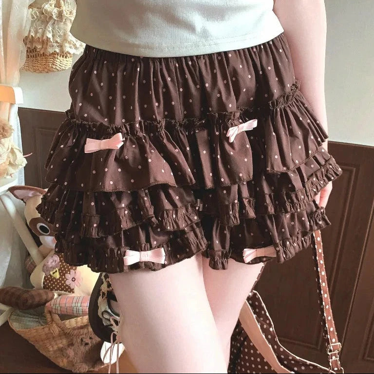 Kawaii Princess Himekaji Sukapan Ruffle Mini Skirt with Attached Shorts