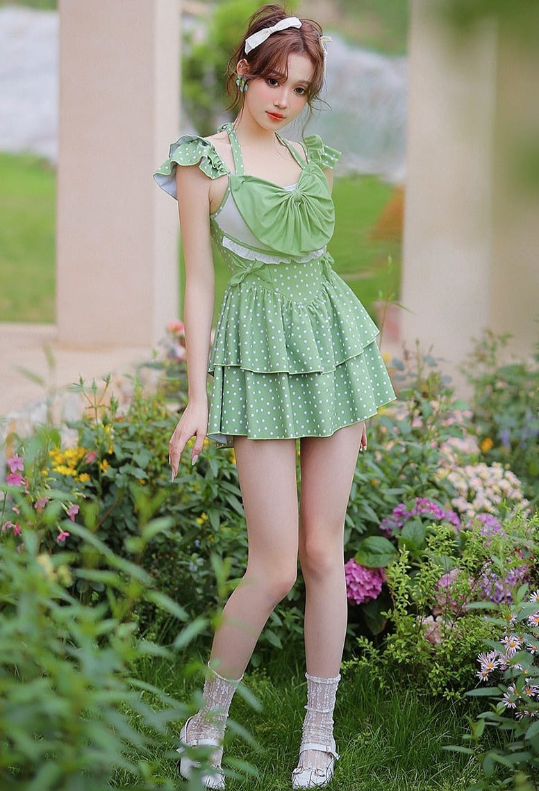 Green Witch Cottagecore Skirted Swimsuit Kawaii swimsuits