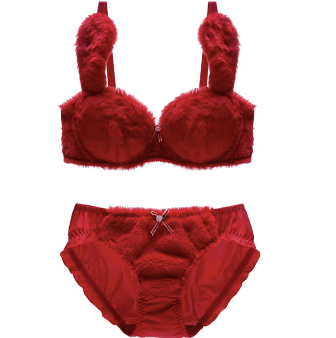 Soft Fuzzy Bunny Plush Kawaii Lingerie Set