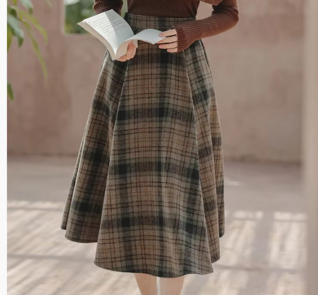 Foxy Willow 2-Piece Plaid Wool Dark Academia Set