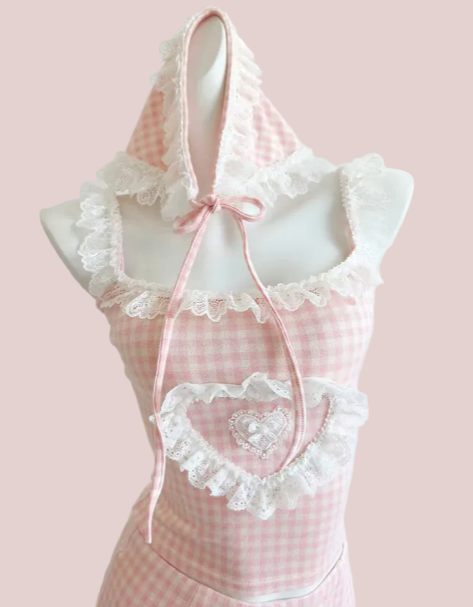 Hopeless Romantic Y2K Coquette Pink Ruffle Top - Romantic Anime Aesthetic