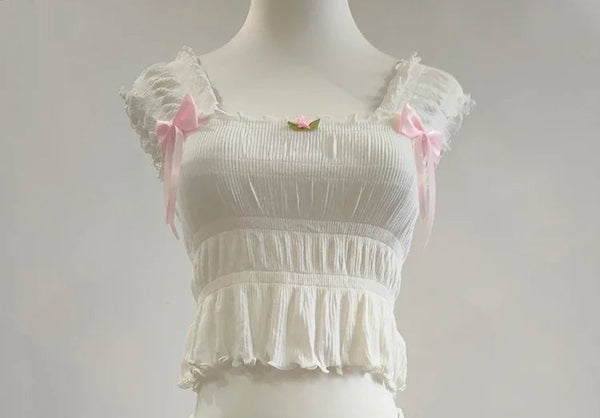 Sugar Rose Coquette Style Ribbon Top