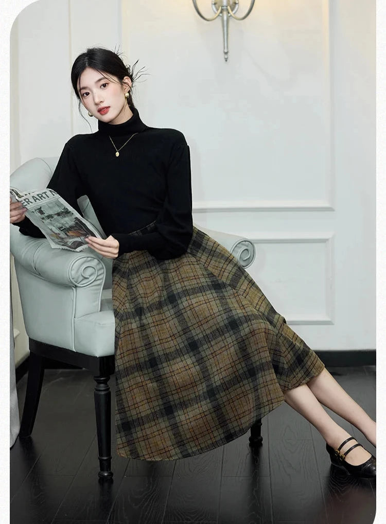 Foxy Willow 2-Piece Plaid Wool Dark Academia Set