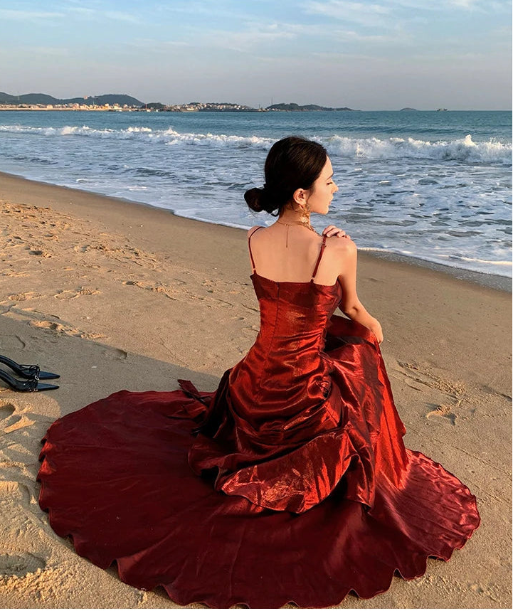 Cherry Flame Red Satin Dress