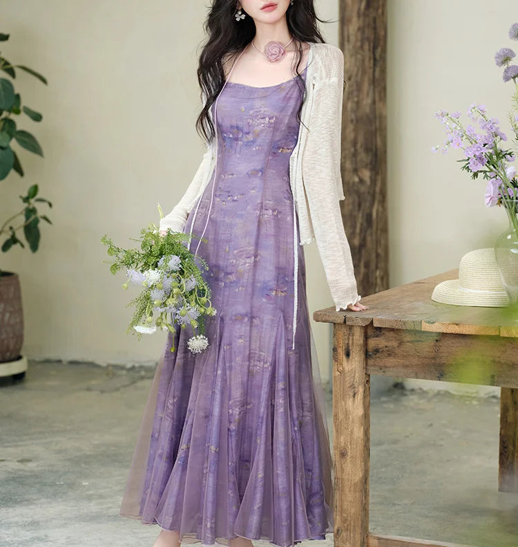Amethyst Fairy Dress + Flower Choker Necklace purple fairycore dress Amethyst Fairy Dress + Flower Choker Necklace purple fairycore dress