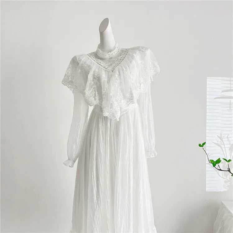 Berline Victorian-Style White Lace Dress