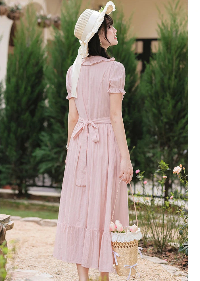 Sugar Vine Pastel Cottagecore Blush Pink Vintage-Coquette Dress