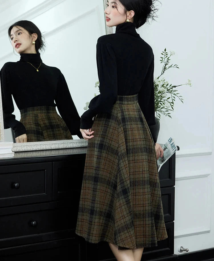 Foxy Willow 2-Piece Plaid Wool Dark Academia Set