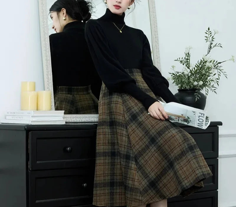 Foxy Willow 2-Piece Plaid Wool Dark Academia Set