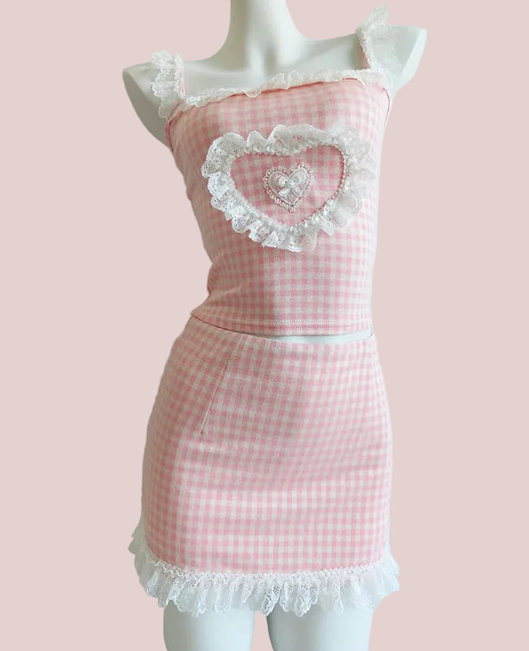 Hopeless Romantic Y2K Coquette Pink Ruffle Top - Romantic Anime Aesthetic