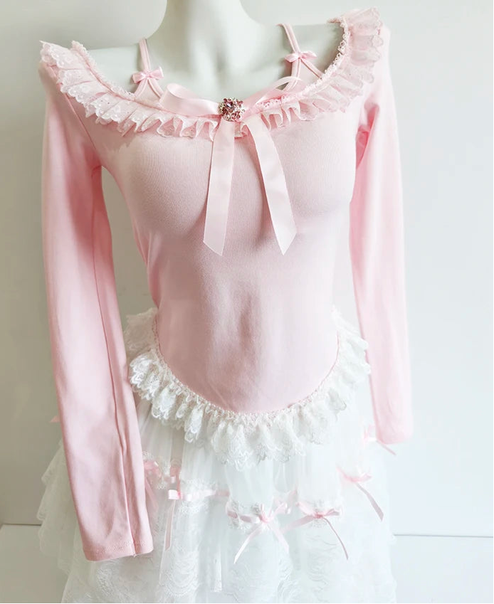 Coquette Balletcore Long Sleeve Top ~ Hachi-Inspired Japanese Aesthetic