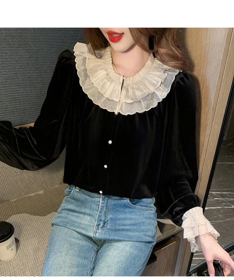 Dark Aesthetic Romantic Goth Velvet Shirt