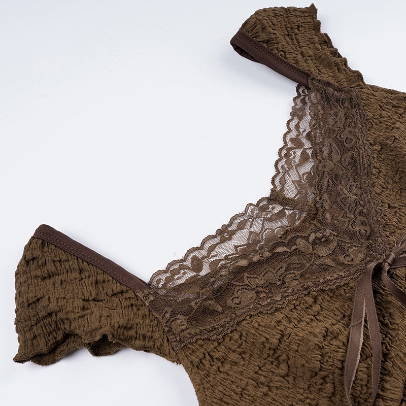 Fall Fairycore Lace Crop Top