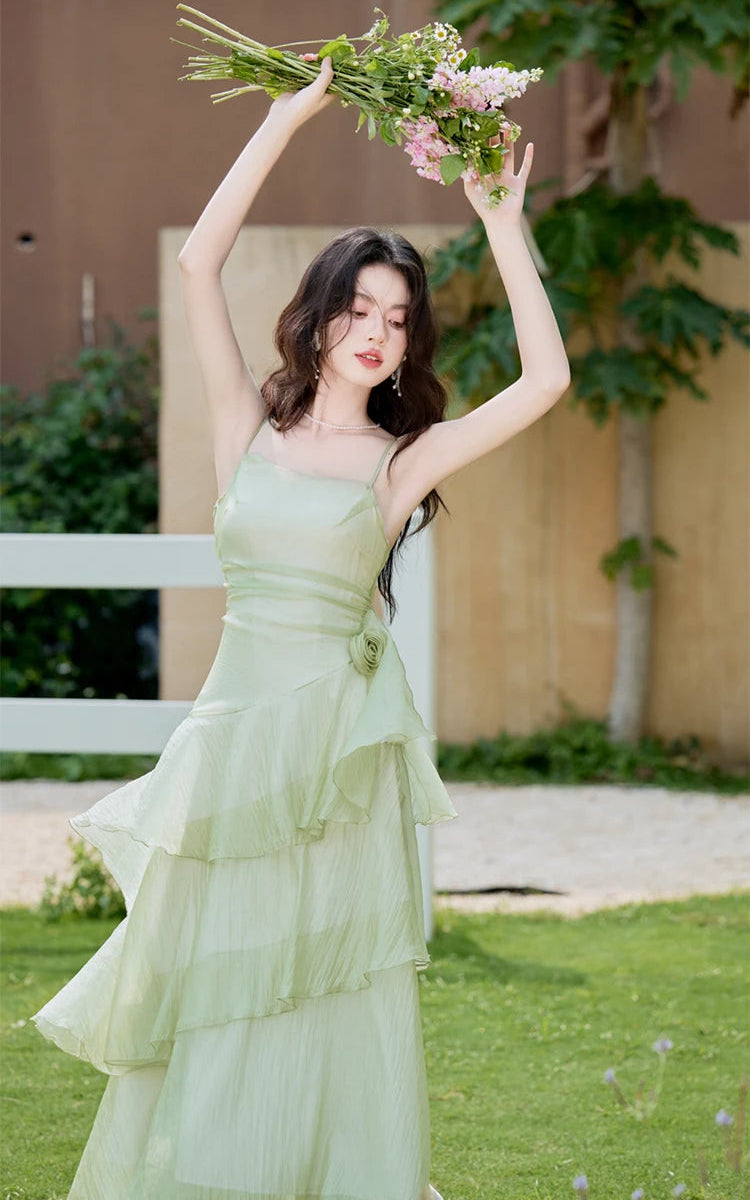Dainty Green Fairycore Dress Ethereal Essence Dress green fairy dress Dainty Green Fairycore Dress Ethereal Essence Dress green fairy dress