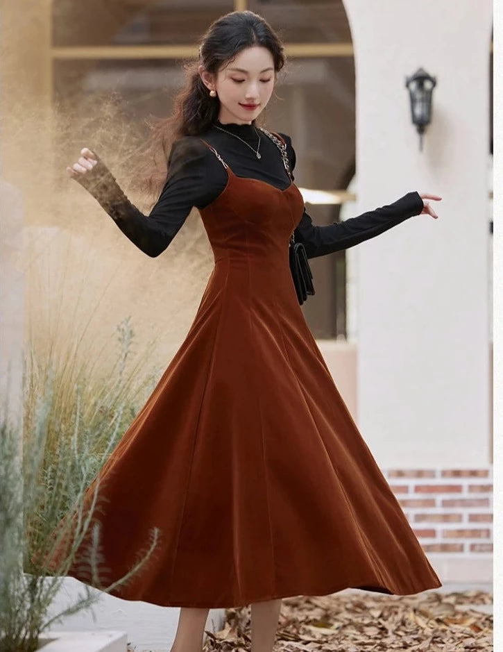 Octavia Dark Academia 2-Piece Velvet Dress Set Dark Academia Fashion Octavia Dark Academia 2-Piece Velvet Dress Set Dark Academia Fashion