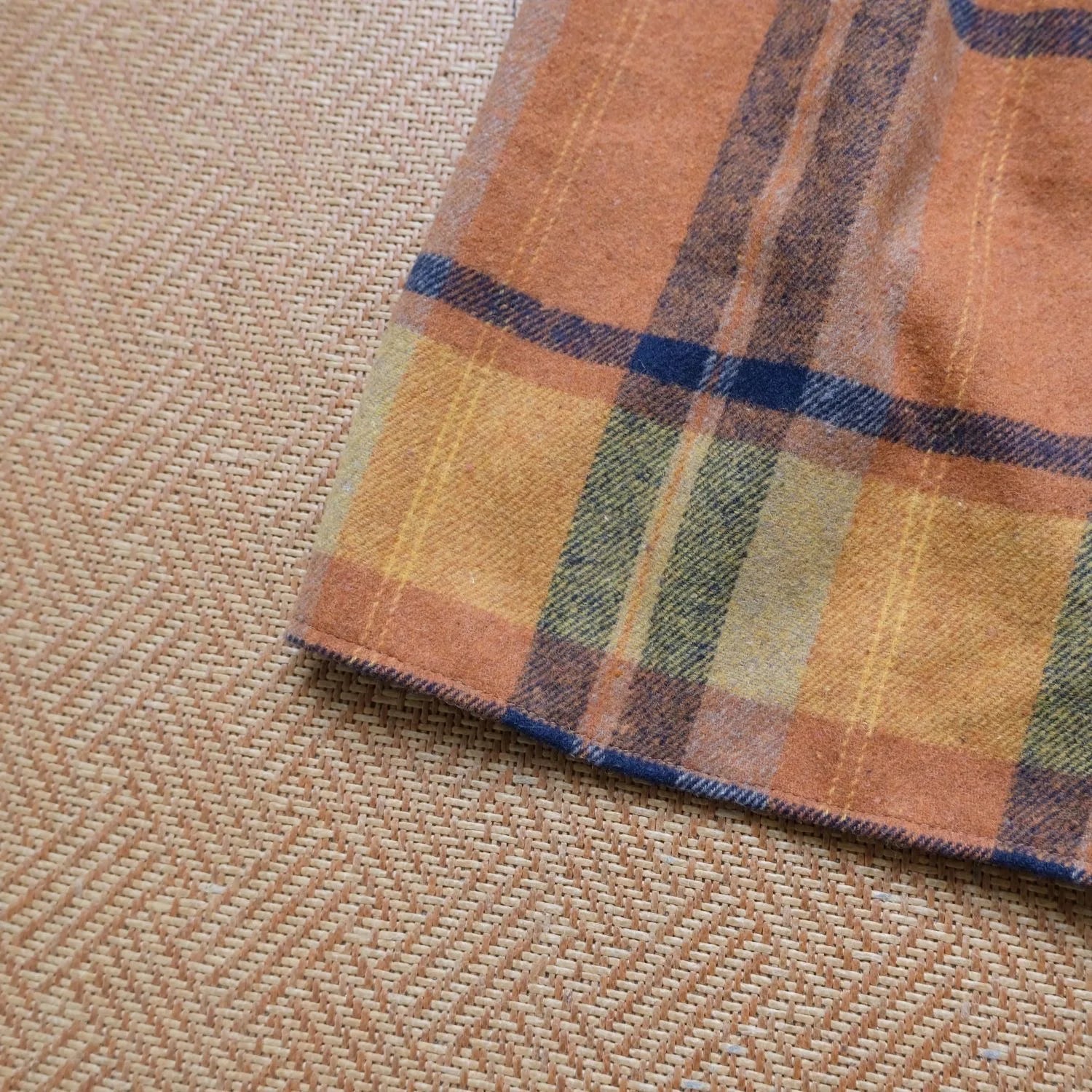 Fall Twig Plaid Wool Skirt