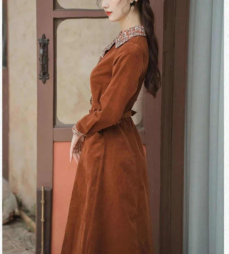 Leandra Corduroy Trenchcoat Dress