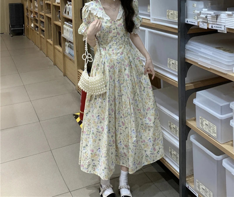 Pastel Bloom Vintage-Style Cottagecore Dress