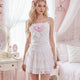 Kawaii Coquette Heart Crop Top with Pink Crystal