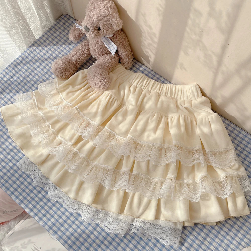 Wonder-fluff Ruffled Lace Kawaii Princess Mini Skirt