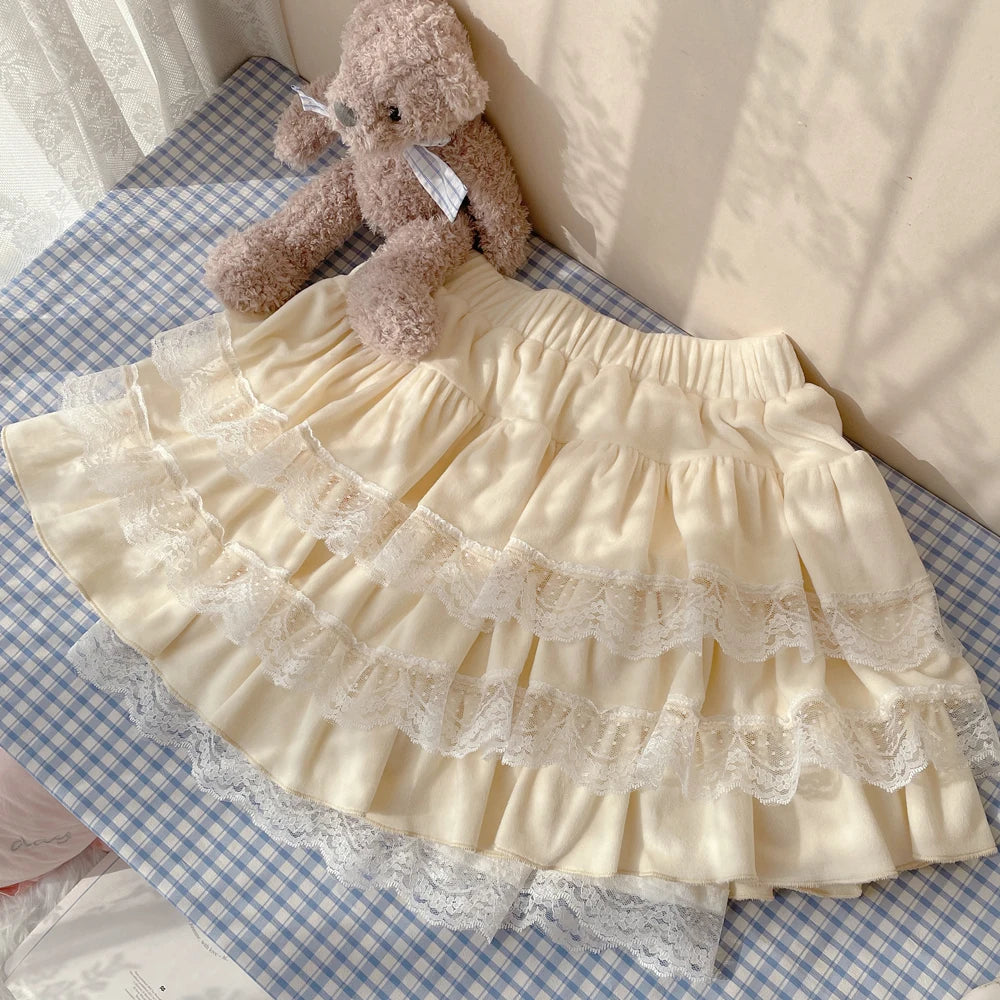 Wonder fluff Ruffled Lace Kawaii Princess Mini Skirt