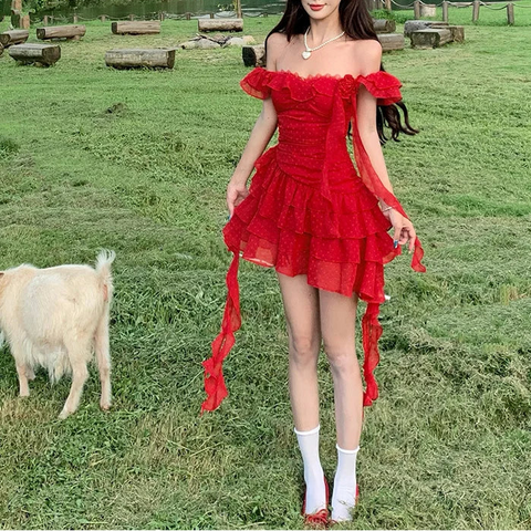 Garden Angel Red Coquette Dress