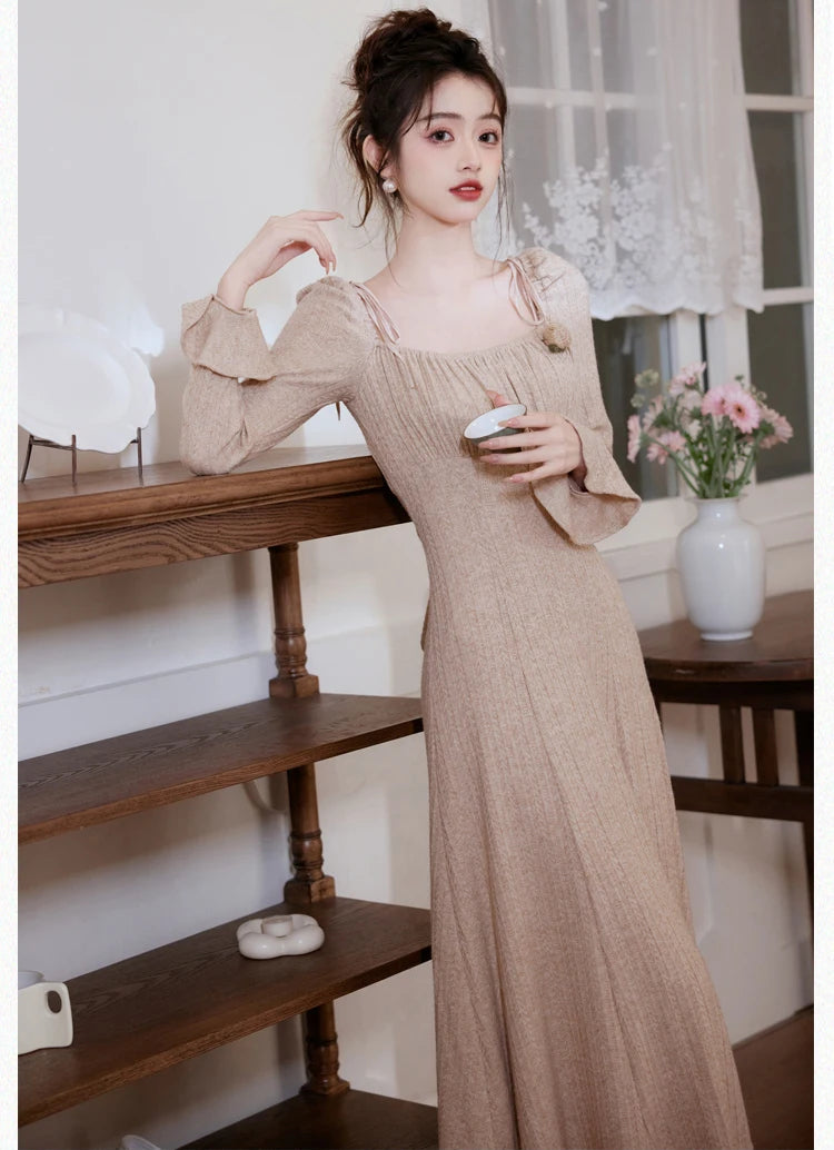 Long Sleeve winter Dress with long flared sleeves Long Sleeve winter Dress with long flared sleeves
