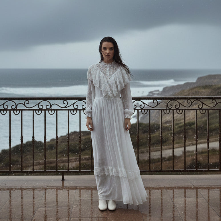 Berline Victorian-Style White Lace Dress