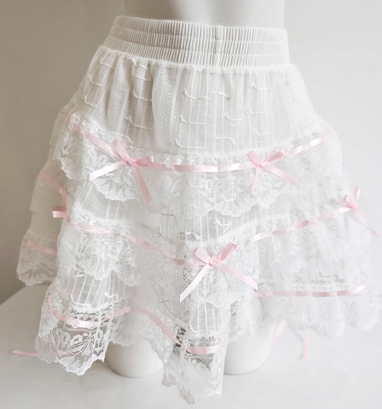 Lace Ribbon Coquette Skirt