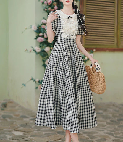 Saira Plaid Vintage Academia Dress
