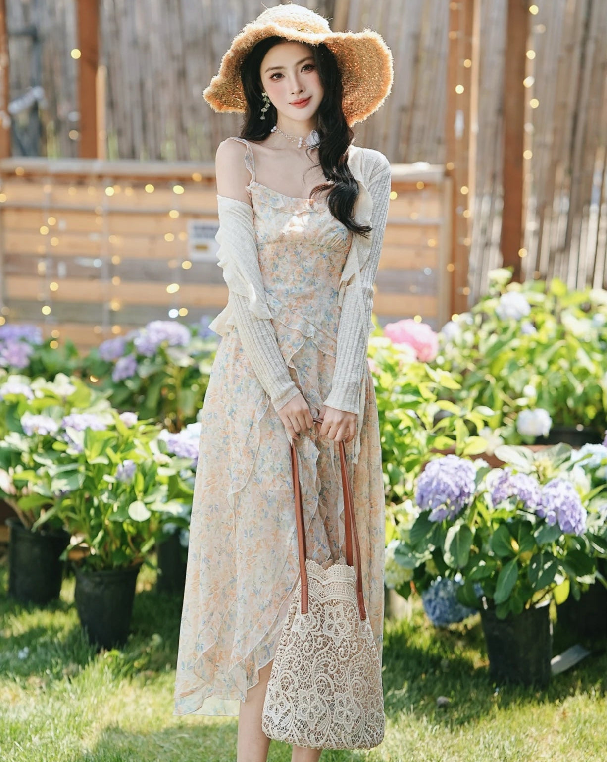 Vintage Floral Dress Cottagecore Aesthetic Outfit, Feminine Romantic Dress