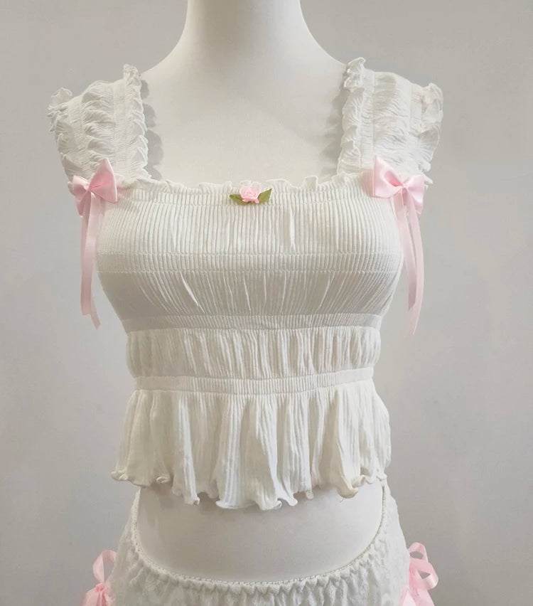 Sugar Rose Coquette Style Ribbon Top