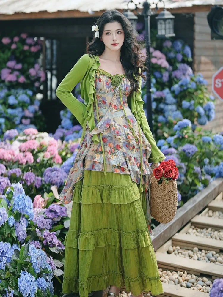 Enchanted Forest Nymph Set Green Witch Cottage Fairy Goblincore Outfit