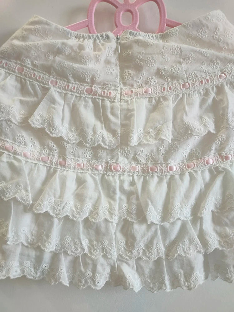 Vanilla Cupcake Coquette Cotton Lace Skirt